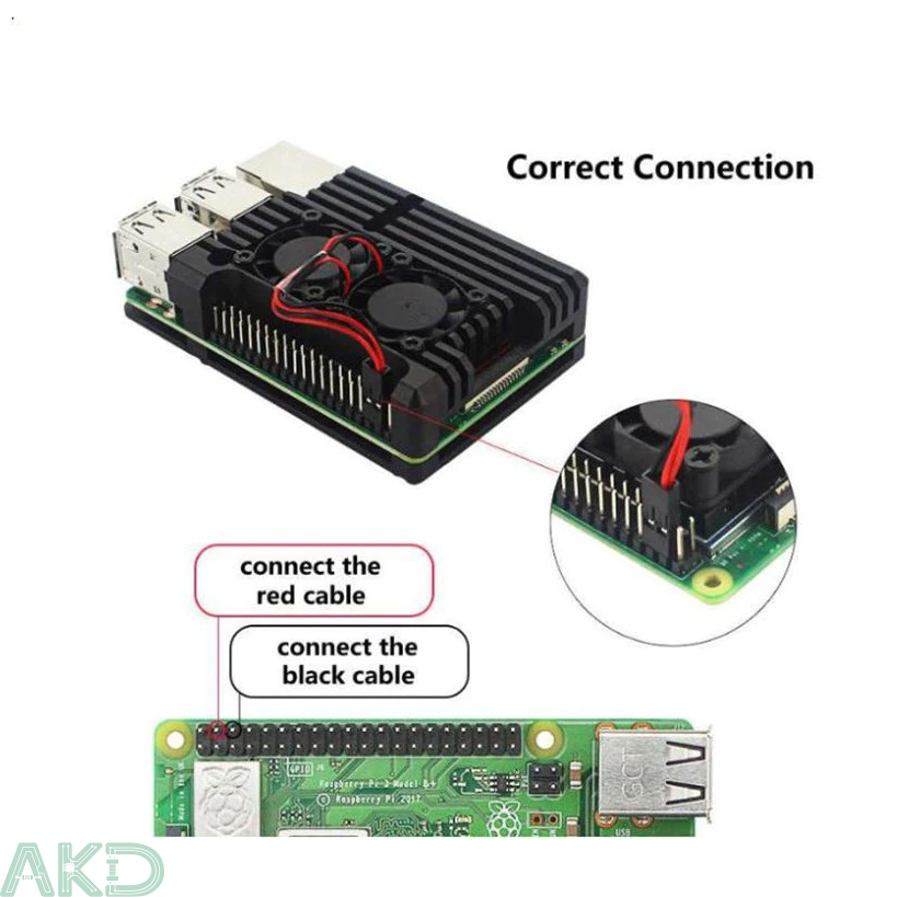 Vỏ nhôm 2 quạt Raspberry Pi 3B/3B+ 6 Vỏ nhôm 2 quạt Raspberry Pi 3B/3B+