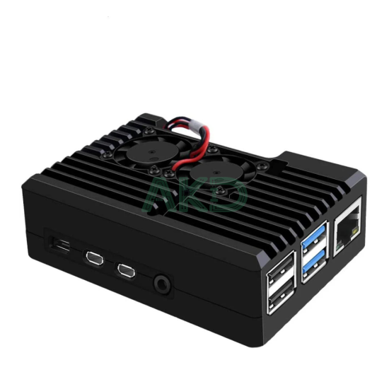 Vỏ nhôm tích hợp 2 quạt làm mát Raspberry Pi 4