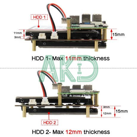 X829 HDD limit - - Mạch mở rộng 2 ổ SSD/HDD 2.5" SATA Raspberry Pi 4 X829