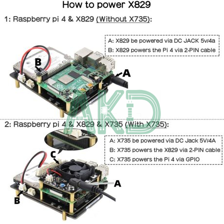 Mạch mở rộng 2 ổ SSD HDD 2.5 SATA Raspberry Pi 4 X829