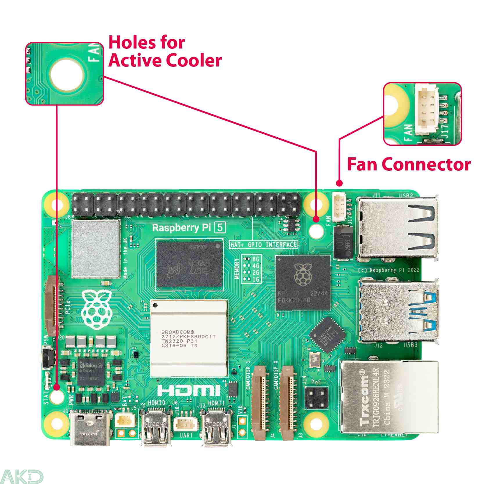 active cooler d - - Quạt và Tản nhiệt Active Cooler Raspberry Pi 5