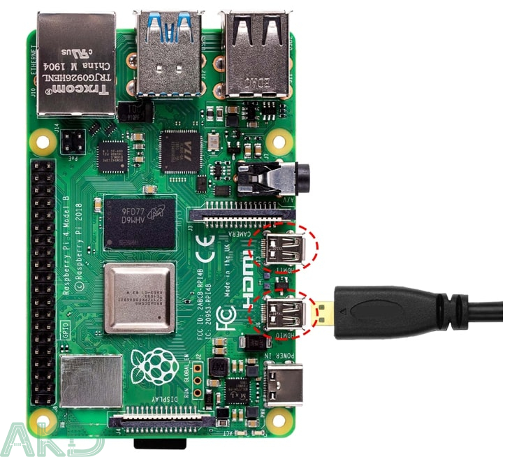 Kết nối cáp Micro HDMI to HDMI cho Raspberry Pi