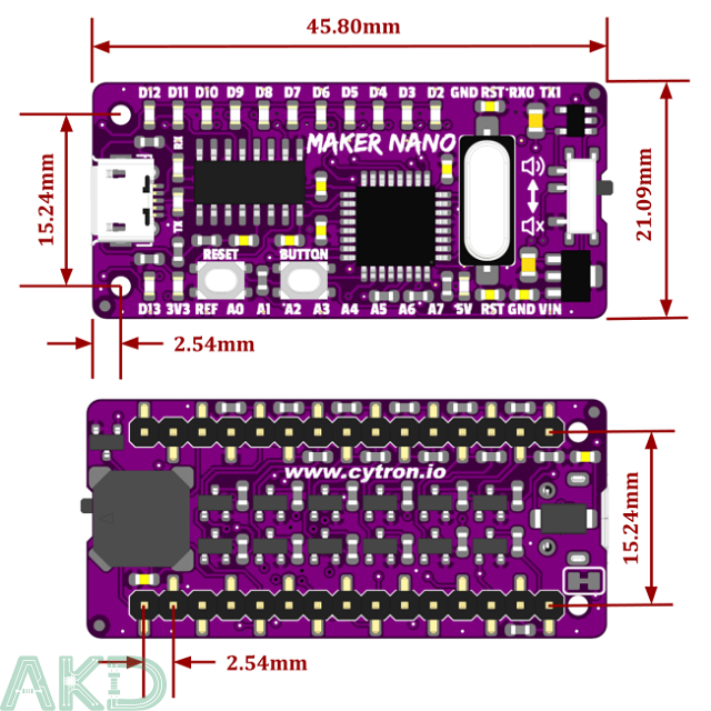 Maker Nano - Tương thích với Arduino Nano 9 maker nano dimension - - Maker Nano - Tương thích với Arduino Nano