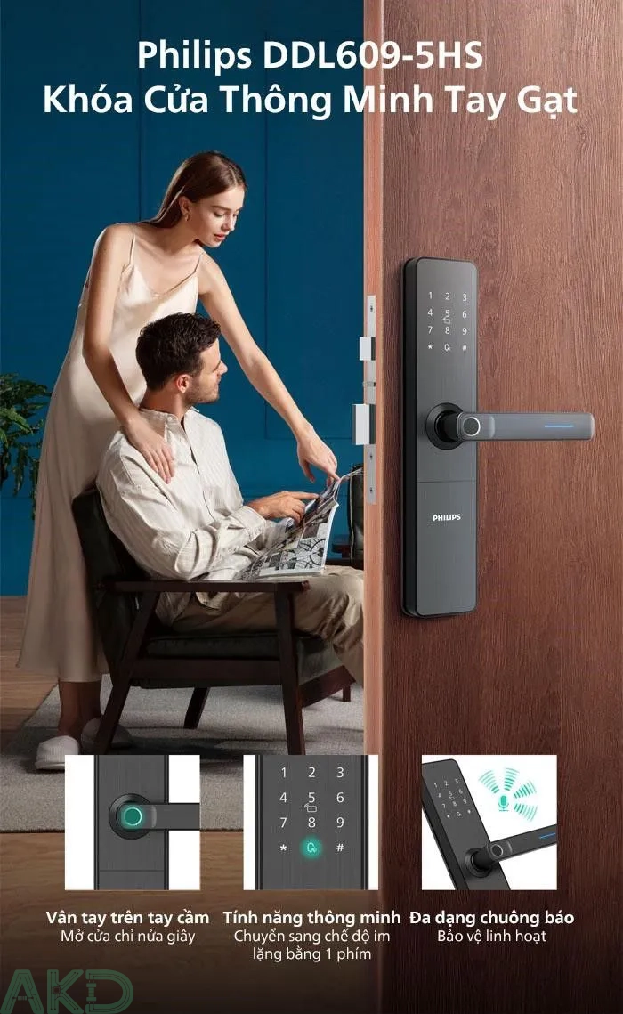 Khóa cửa thông minh Philips DDL609-5HS