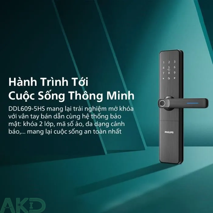 philips ddl609 5hs b5 - - Khóa cửa thông minh Philips DDL609-5HS