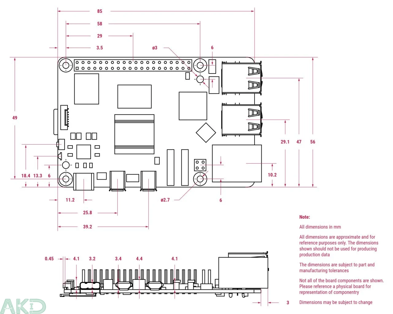 Mạch máy tính Raspberry Pi 5 7 raspberry pi 5 dimension - - Mạch máy tính Raspberry Pi 5