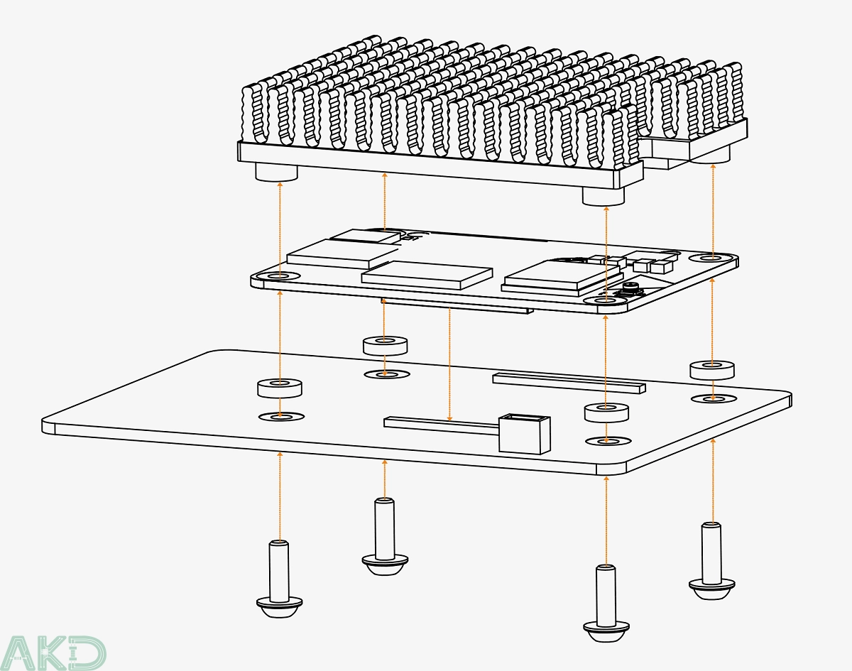 rpi cm5 pcool assembly - - Tản nhiệt nhôm thụ động Compute Module 5 (CM5)