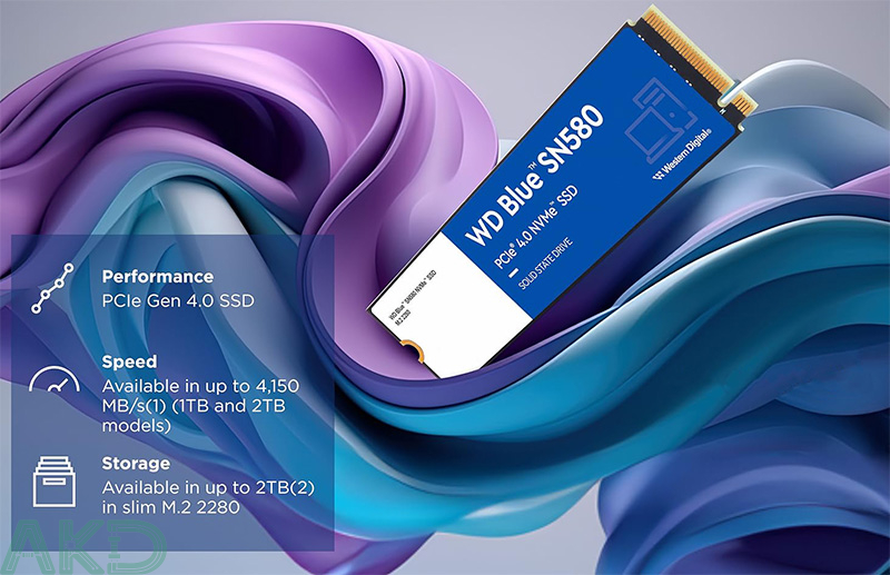 SSD Western Digital Blue SN580 1TB PCIe Gen4 x4 NVMe M.2