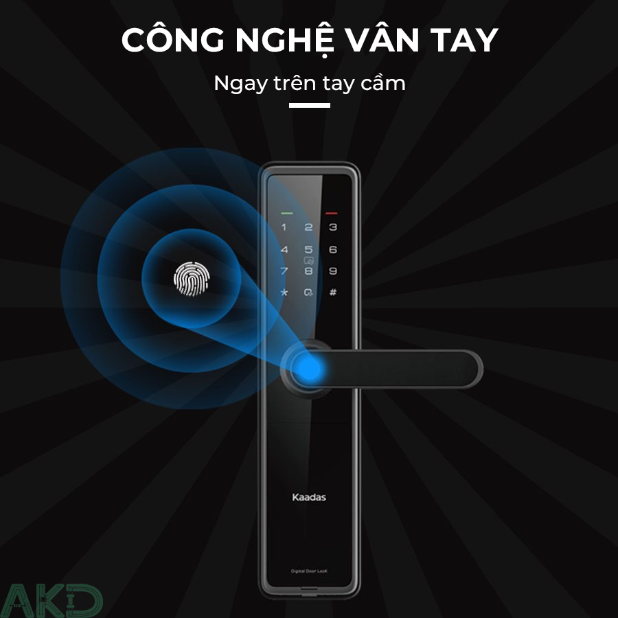 van tay tren tay cam - - Khóa cửa thông minh Kaadas L8
