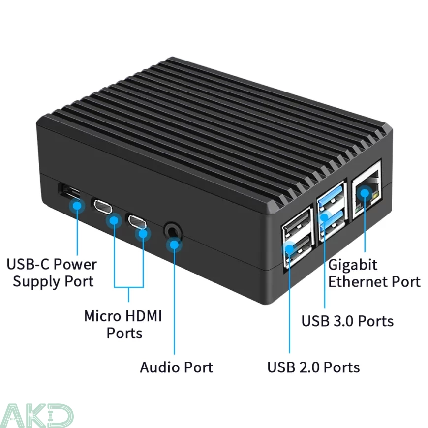 Vỏ nhôm tản nhiệt thụ động Raspberry Pi 4 5 Vỏ nhôm tản nhiệt thụ động Raspberry Pi 4