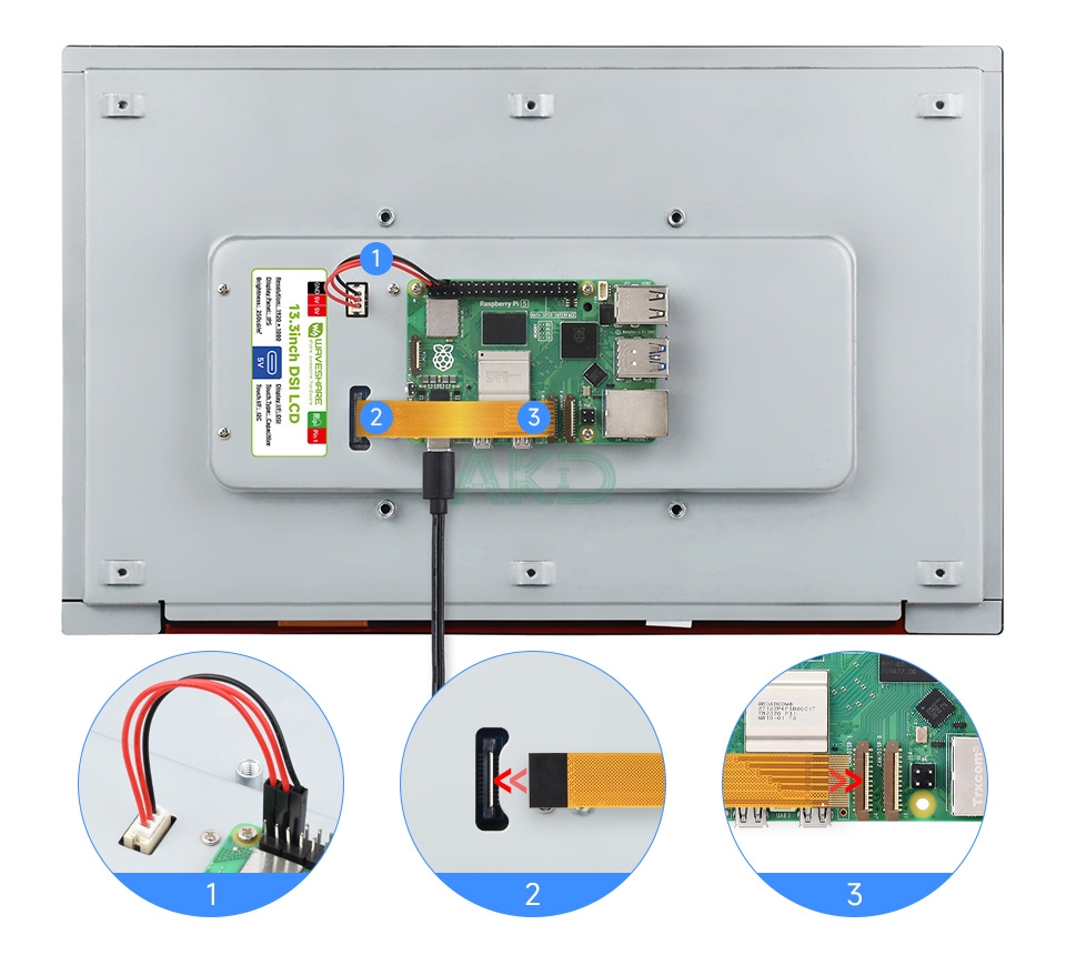 13.3inch DSI LCD details 3 - - Màn hình cảm ứng điện dung DSI 13.3 inch, 1920 × 1080 Pixel, IPS, Vỏ hợp kim nhôm