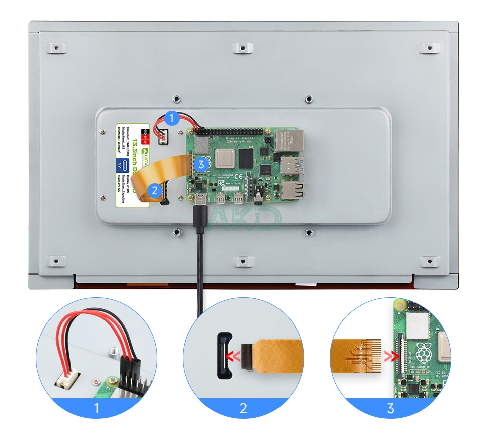 13.3inch DSI LCD details 4 - - Màn hình cảm ứng điện dung DSI 13.3 inch, 1920 × 1080 Pixel, IPS, Vỏ hợp kim nhôm