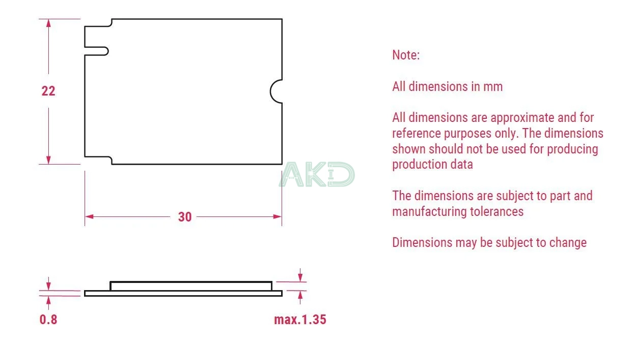 Kích thước của Ổ SSD Raspberry Pi M.2 2230 NVMe 