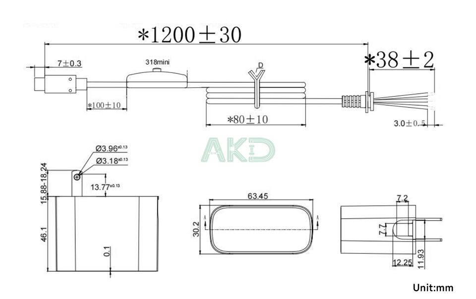 PSU 27W USB C US C details size - - Nguồn PD USB Type C 27W có công tắc chính hãng Waveshare