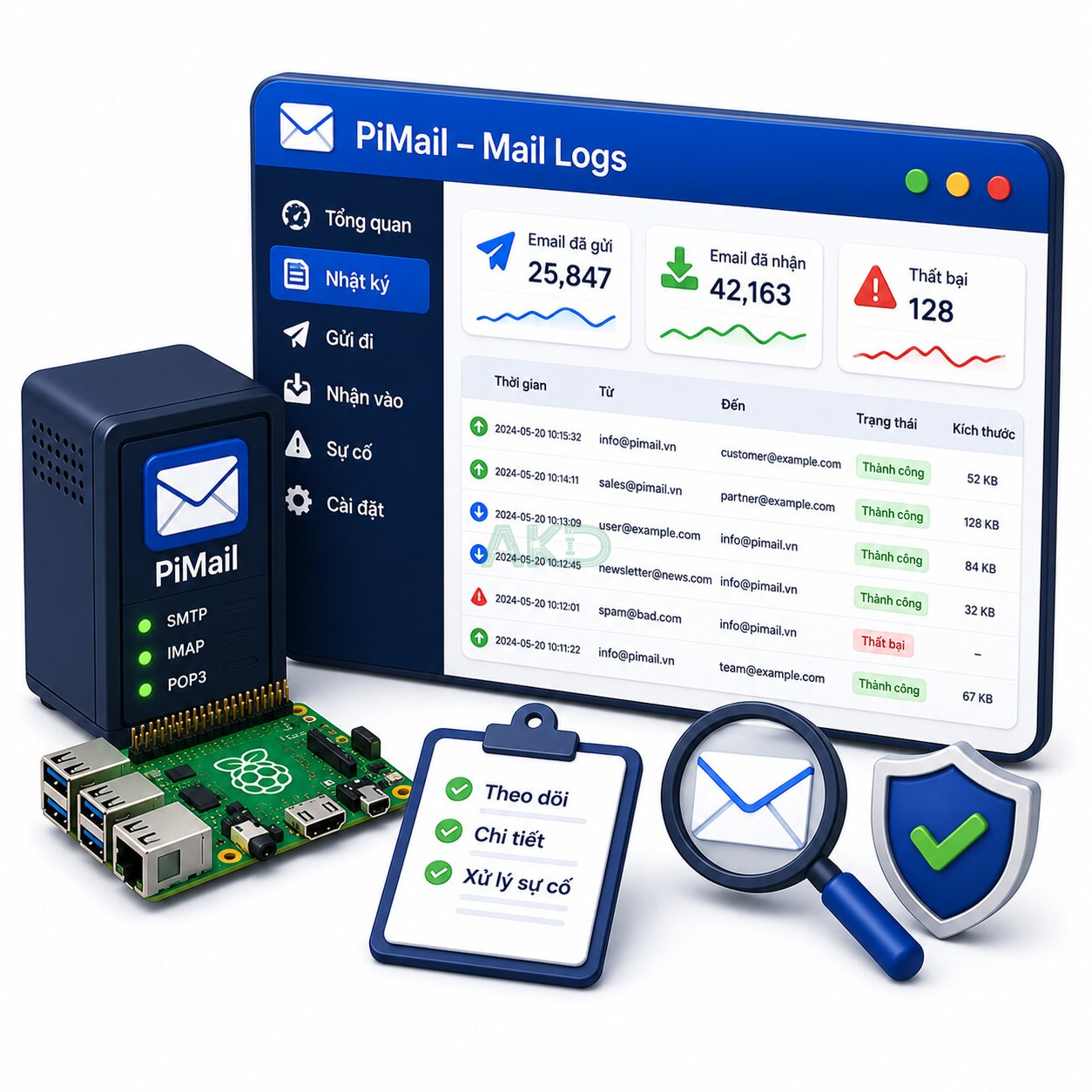 PiMail 8 Logs - - PiMail - Giải pháp email riêng chuyên nghiệp