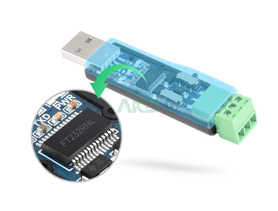 USB TO RS232 485 details 3 - - Bộ chuyển đổi nối tiếp USB sang RS232/485, Chip FT232RNL