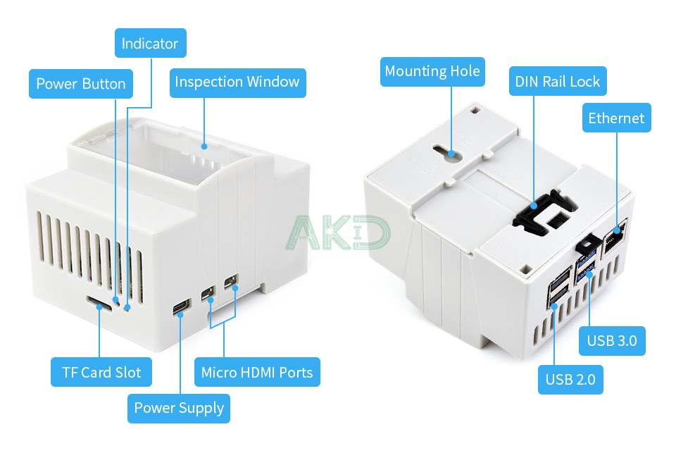 PI5 CASE DIN RAIL B details 7 - - Vỏ nhựa ABS DIN Rail Raspberry Pi 5