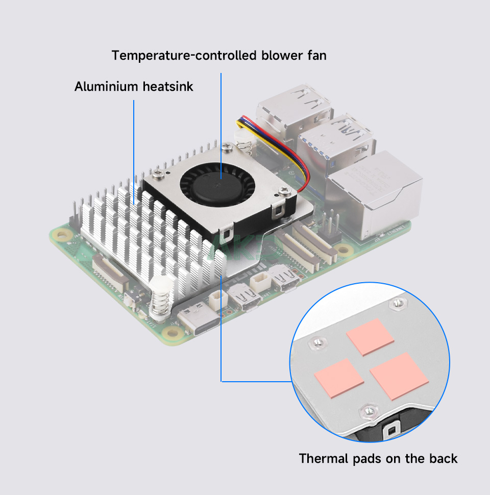 Pi5 Active Cooler B details 3 - - Quạt và Tản nhiệt Active Cooler (B) Raspberry Pi 5