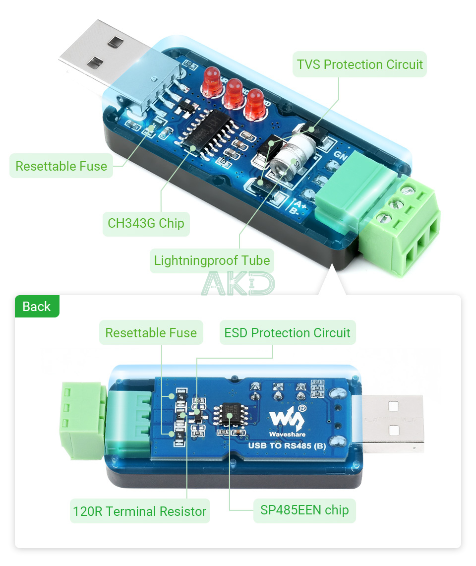 USB TO RS485 B details 5 - - Bộ chuyển đổi hai chiều USB sang RS485 công nghiệp phiên bản B